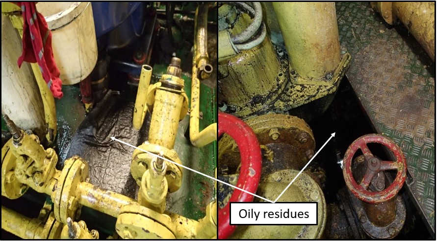 Presence of oily residue in the engine room bilges (Source: TSB)