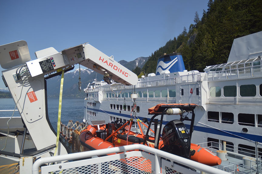 Similar rescue boat and davit in operation onboard the passenger ferry Queen of Capilano