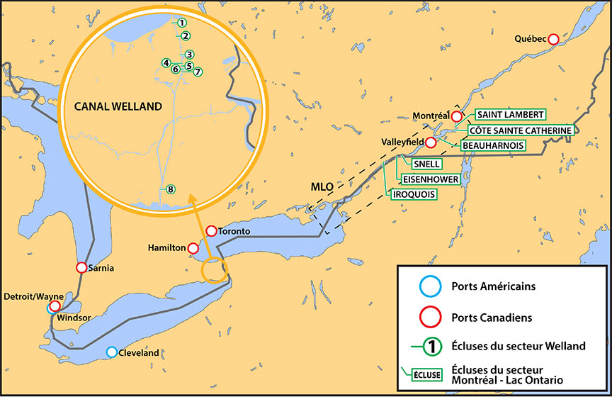 Carte du voie maritime du Saint-Laurent 
