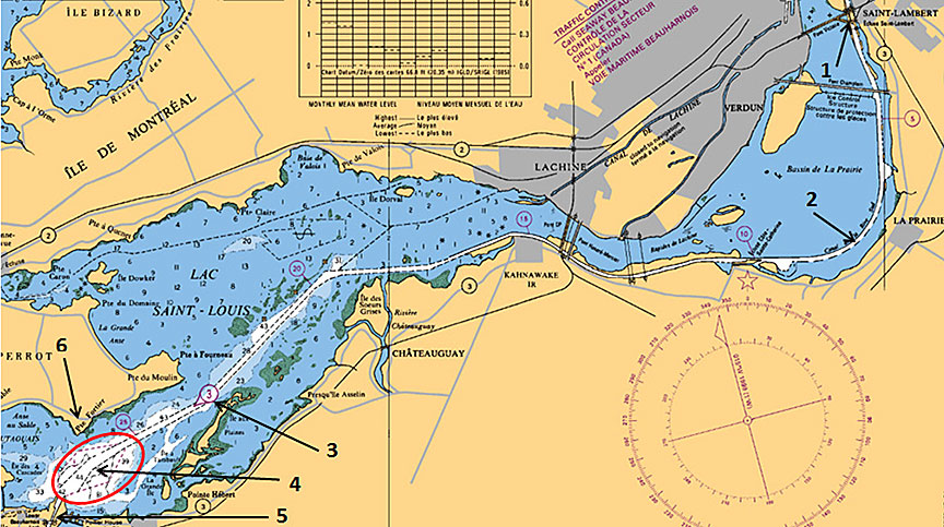  Carte du voie maritime du Saint-Laurent de Saint-Lambert à Beauharnois