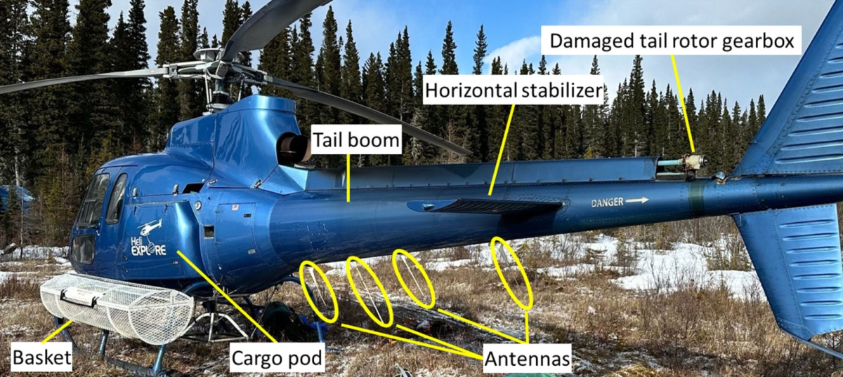 Figure 2. Occurrence helicopter (Source: Heli Explore Inc., with TSB annotations)