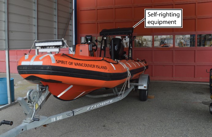 Rescue boat No. 1 with self-righting equipment at the stern (Source: TSB)