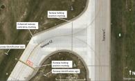 Figure 3. Taxiway C2 markings and signage (Source: Google Earth, with TSB annotations)
